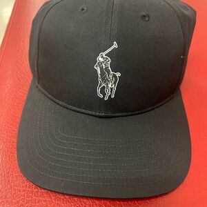 Ralph Lauren Black Cap with White Polo Player Logo